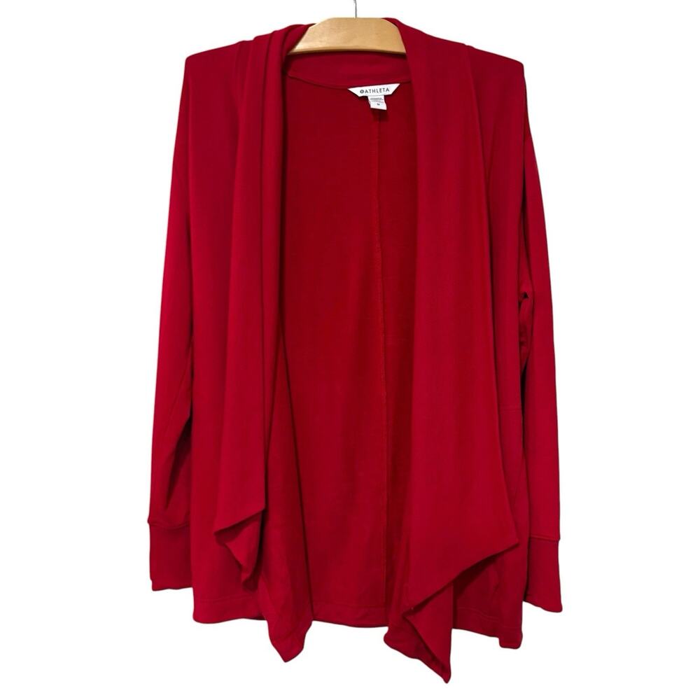 Athleta | Cardigan Long Sleeve Open Front Red Pockets Athleisure- Medium